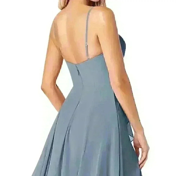 Azazie Emerald A-Line Ruffled Chiffon Floor-Length Dress -Twilight - Size: A12 - Picture 4 of 11